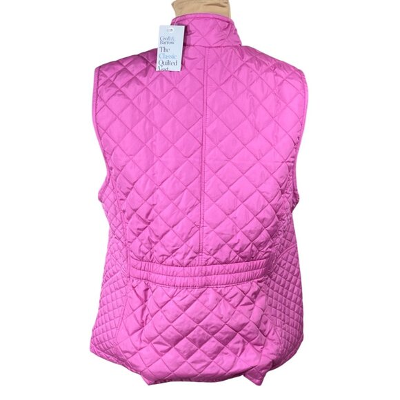 New Croft & Barrow Quilted Vest Size XL Hot Pink Full Zip Mock Neck Jacket - Picture 3 of 8